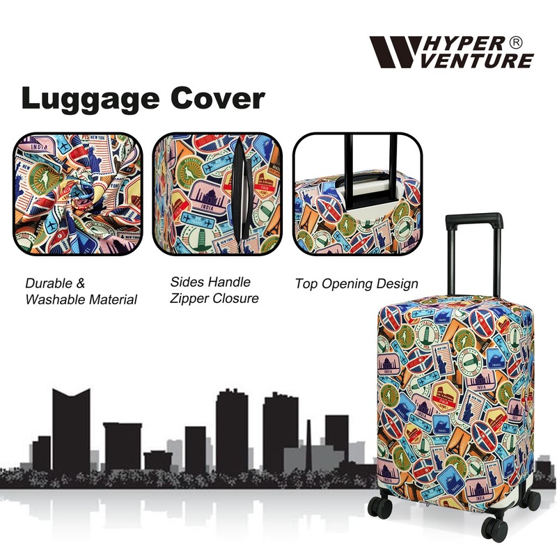 HYPER VENTURE Washable Luggage Cover - Fashion Suitcase Protector Fits