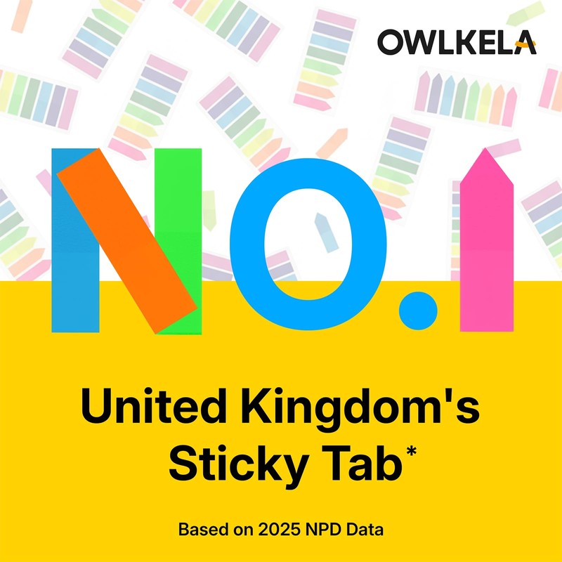 OWLKELA 800pcs Sticky Tabs, 8 Colour Index Tabs, Translucent Tape