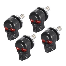 A ABSOPRO Universal Motorcycle Skull Style License Plate Frame Bolts Screws Motorbike License Frame Bolts Screws Aluminum Alloy Black (Set of 4)