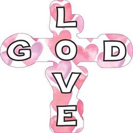 StickerTalk Heart Pattern God Love Cross Vinyl Sticker, 4 inches by 4 inches