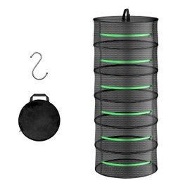 YSSOA Herb Drying Rack Hanging 6 Layer 24'' with Zipper & Hook, Dry Mesh Folding Basket Dryer for Plants, Herbs, Seeds and Buds in Grow Tent, Closet, Hydroponics, Garden Outdoor