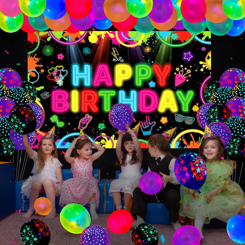 160 Pack Glow Party Supplies Neon Birthday Party Decorations Glow