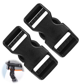 Smomend Pack of 2 Buckle 25 mm Adjustable on Both Sides, Plastic Click Fastener Black for Backpack, Lap Strap, Dog Collar, Webbing, Tie Down Straps, Replacement Buckle, Helmet Quick Release, black