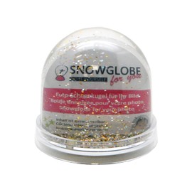 Snowglobe for You 50010 Photo Snow Globe Large with Picture Base Transparent Contents Silver and Gold Glitter 9 cm