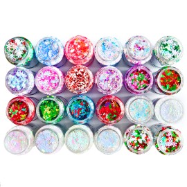 Bulk 2oz Christmas Chunky Mix Glitter for Face Body Nails Snow Globe Tumbler Cupscolor: Set10-24 mix colors/Valentine's Day Glitter