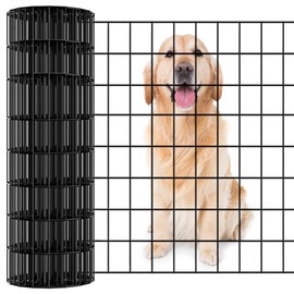 Garden Fence Black PVC Coated Welded Wire Fencing 24 Inch x 100 Foot, 2 Inch x 3 Inch 16GA, Garden Border Fencing Roll Vinyl Coating Metal Wire Mesh for Yard Vegetable Plant Protection Poultry Netting