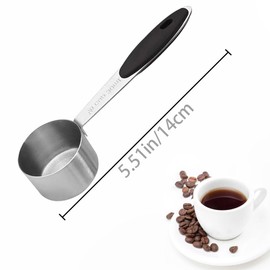 2 PCS 1/8 Cup Stainless Steel Measuring Scoops Coffee Measuring Scoop 30ML Small Coffee Scoop Measuring Cup with Black Silicone Handle Large Capacity And Comfortable Hand Feeling Tablespoon