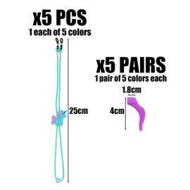 XMNIVATE 5 Pieces Of Children'S Glasses Straps, 5 Pairs Of Anti-Drop Earmuffs, Glasses Retainer, Children'S Glasses Rope, Glasses Anti-Drop Cartoon Rope