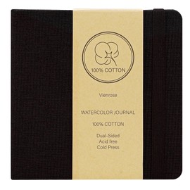 Vienrose Watercolor Journals Sketchbooks Cotton Paper Cold Press Watercolor Journals Notebook Suitable for Techniques and Mixed Media 14x14 cm 1 Pack Black