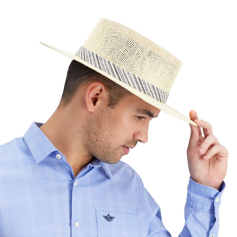 Dockers Men's Straw Fedora Hat, Navy Gambler, Large-X-Large
