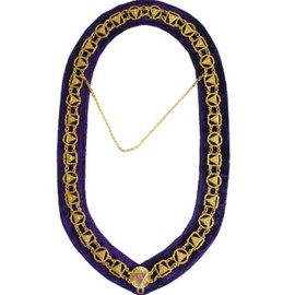 33rd Degree - Masonic Regalia Chain Collar - Gold/Silver on Purple + Free Case (Silver)