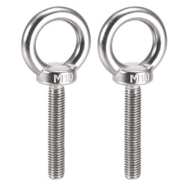 Sourcingmap Lifting Eye Bolt M10 x 60mm Male Thread 304 Stainless Steel for Hanging, Pack of 2