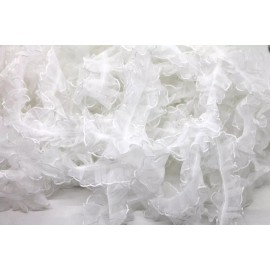 Unbranded 1950's white chiffon ruffled pleat 1 yard x 1 1/2" w Vintage Dress, blouse, doll