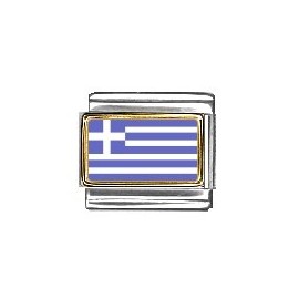 Clearly Charming Greece Flag Italian Charm Bracelet Link