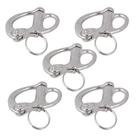 CNBTR Fixed Snap Anchor Shackle Rigging 35mm 304 Stainless Steel Fixed Eye Bail with Eye Ring Pack of 5