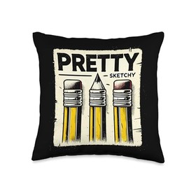 Pretty Sketchy Artist Pencils Sketch Sketching Paint Artist Throw Pillow