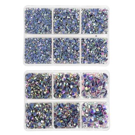 Jollin 6528pcs Hotfix Crystal Flatback Rhinestones Glass Diamantes Gems for Crafting Art Crafts Decorations Clothes Shoes SS6~SS30 Crystal AB