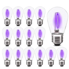 S14 Purple Replacement Bulbs 1W Plastic Shatterproof LED Bulb Decorative LED String Light Bulbs Indoor Outdoor Replacement Bulb Purple Color Light Bulb E26 Base for Bar Home Garden Yard,15 Pack