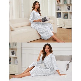 Bloggerlove Zip Up Robes for Women Lightweight Long Cotton House Coats Zipper Front Bathrobe with Pockets