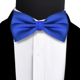 GUSLESON Mens Pure Color Pre-tied Royal Blue Bow Tie for Wedding Bowties Pocket Square and Cufflink Set (0678-08)