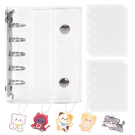 Transparent Girl M5 Sticker Binder Removable, Sticker Storage, Card Storage, Transparent, Simple, Clear, Cute, Motivational Goods, Accessories Organization, Refill Compatible (Clear, M5)