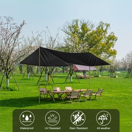 Black Waterproof Tarp Cover for Outdoor: Multi-Purpose Oxford Tarpaulin with Reinforced Webbing Loops for Camping Boat Pool Roof Tent - Durable and Tear Resistant (5ftx6ft)