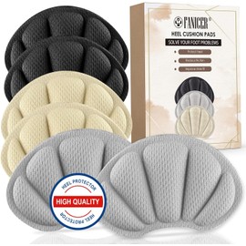 Pack of 6 Premium Heel Pads, Shoe Insoles, Heel Protection Pads Against Friction, Blisters, Improved Shoe Fit and Comfort, Heel Cushions for Men and Women (Grey & Black & Skin Colour)