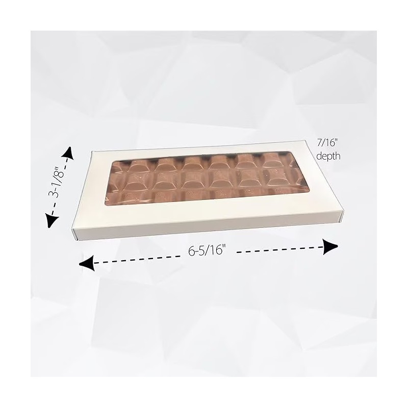 GoGoPak 50 Boxes - Chocolate Bar Box White with Clear
