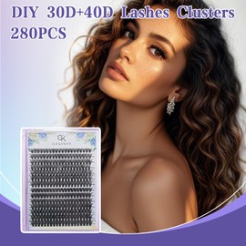 Cluster Lashes 280pcs 30D 40D: DIY Eyelash Extension D Curl Wispy Individual Lashes 9-16mm Cluster Eyelash by Gekinye