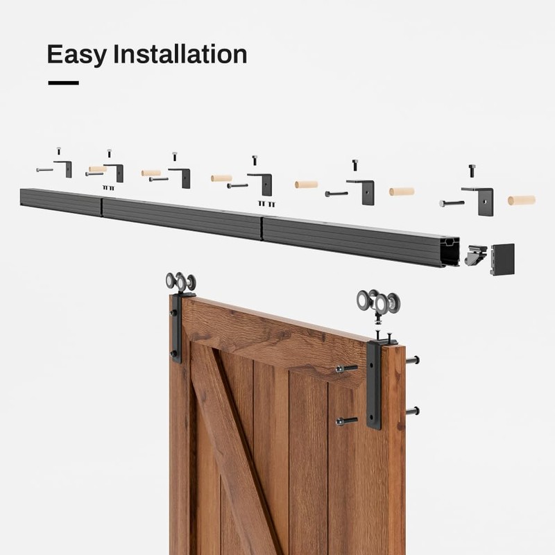 72"/6FT Box Rail Hardware Heavy Duty Sliding Barn Door Track,