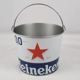 Heineken 0.0 Logo Beer Silver Metal Pail Ice Bucket With Handle Red Star New