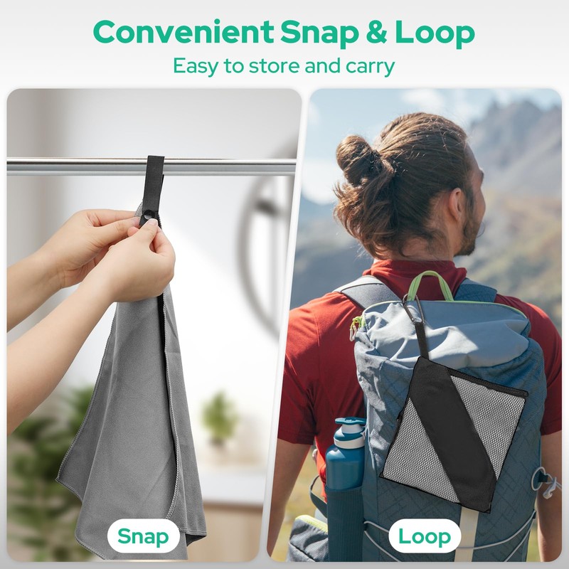 Alyvisun 4Pcs Microfibre Towel Set, Quick Dry Travel Towel [Compact