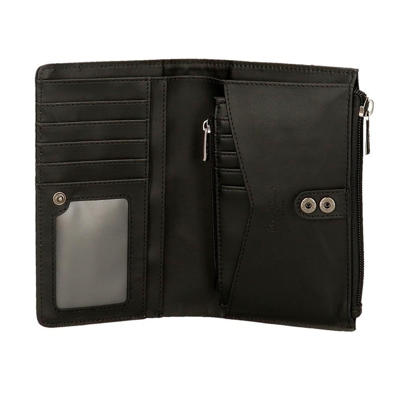 Pepe Jeans Kendra 3 Compartment Wallet Black 17.5 x 9.5