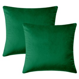 Hafaa Cushion Covers 45 x 45 cm - 2 Pack Velvet Square Throw Pillow Cases - Luxury Decorative Green Cushions Cover for Bedroom Sofa Chair Couch 18x18 Inch