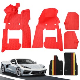 MSIZOY 360 ° Full Floor Mats Floor Liners Compatible with for Chevy Corvette C8 Coupe 2020 2021 2022 2023 2024 Accessories All Weather Anti-Scratch Wear-Resistant Floor Protection Carpet