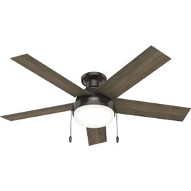 Hunter Fan 52 inch Low Profile Noble Bronze Indoor Ceiling Fan with LED Light Kit and Pull Chain (Renewed)