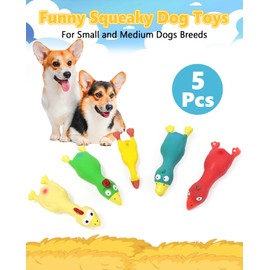 Guiwawa Dog Squeaky Toys Chicken, Natural Rubber Chicken Dog Toys 5 Pcs, Interactive Training Toys for Puppies Small Medium Breed Gentle Chewers