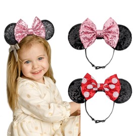 AQOKKA Mouse Ears Headbands with Bow Minnie Ears Cosplay Costume Hair Accessories for Women Girls Birthday Party Decoration