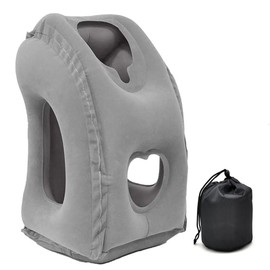 Airplanes Inflatable Travel Pillow, Neck Pillow Avoid Neck Shoulder Pain Comfortably Support Head for, Trains, Cars and Office Napping (Grey)
