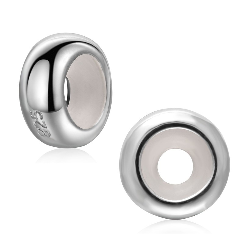 2 abalorio de tapón de goma de plata de ley