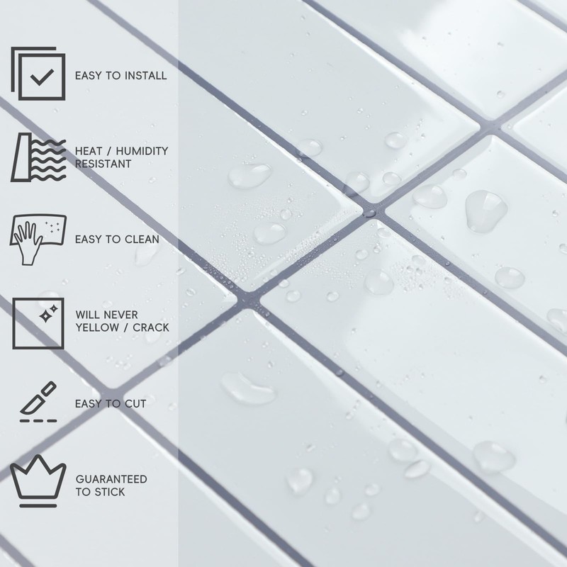 Peel and Stick Backsplash Tiles, 12" × 12" Self Adhesive