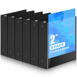 Henoyso 6 Pcs 2 Inch Mini 3 Ring Binders with Clear Front View Cover, Round Ring Black A5 Binders Bulk Pack for School Office, Holds up to 490 Sheets, 5.5 x 8.5 Paper Half Letter Pages Organizer