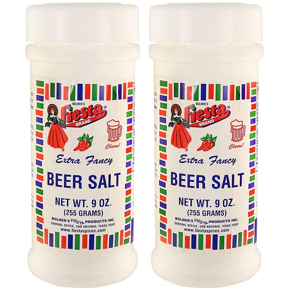 Bolner's Fiesta Brand Extra Fancy Beer Salt and Rimming Salt, 9 Ounce Shaker (Pack of 2, No MSG)