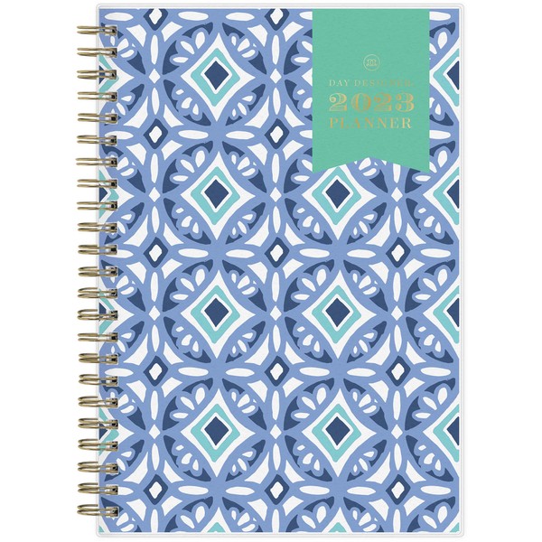 Blue Sky Day Designer for 2023 Weekly and Monthly Planner, 5' x 8', Frosted Cover, Wirebound, Tile (101410-23)