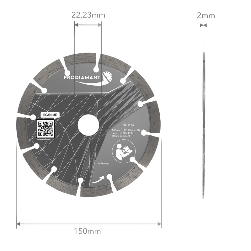 PRODIAMANT Diamond Cutting Disc 10 Mm, Professional Segment, Concrete, Stone,