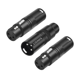 Lrbners XLR Male to Female Audio Adapter, Black Shell Secure Locking Coupling Connector, 3-Pin Lossless Signal Transmission, Durable XLR Extender for Studio & Stage Equipment Cable Adapter 3-Pack