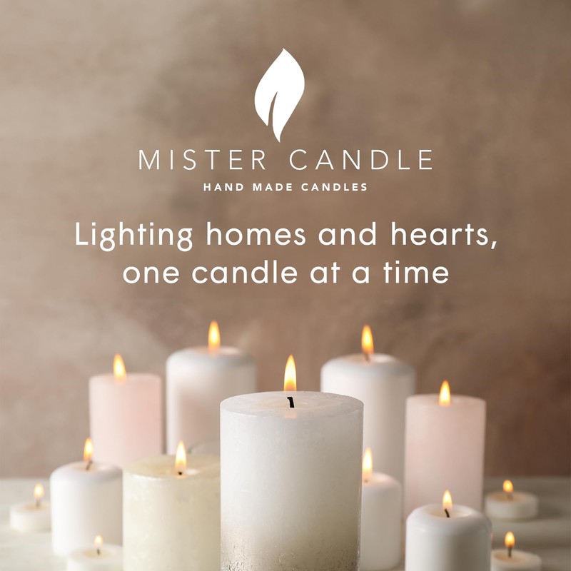 Mister Candle Dripless Unscented Pillar Candles, Set of 3 Hand