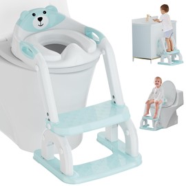 Potty Training Seat with Step Stool Ladder, Potty Training Toilet Seat with Soft Seat Splash Guard, Adjustable Height, 2 in 1 Potty Seats for Toddlers Kids Boys Girls
