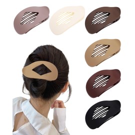 EILPIYIT 6Pcs Flat Hair Clips for Women Thick Medium Thin Hair, Non Slip Strong Hold Oval Acrylic Duckbill Large Round Claw Clip
