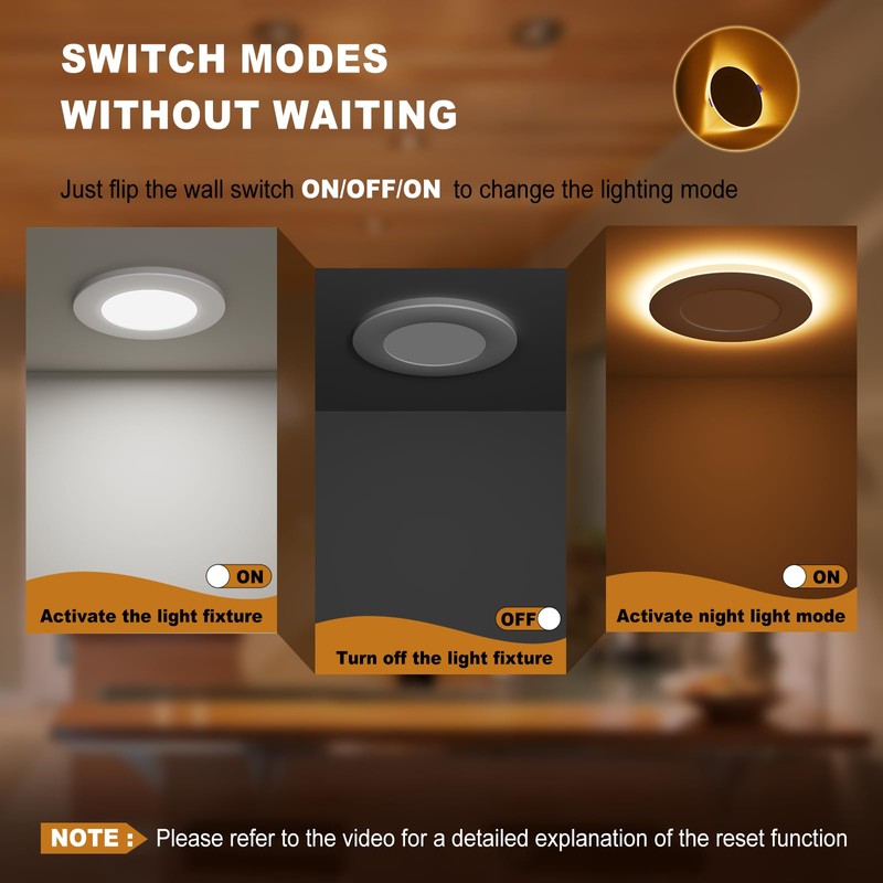 VOLISUN 12 Pack 4 Inch 5CCT Recessed Light with Night